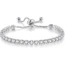 Silver High-Sparkle Cubic Zirconia Single Row Iced-Out Tennis Bracelet (5.7" to 11.3") - Minimalist Geometric Dainty Jewelry