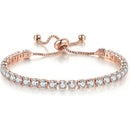 Rose Gold High-Sparkle Cubic Zirconia Single Row Iced-Out Tennis Bracelet (5.7" to 11.3") - Minimalist Geometric Dainty Jewelry
