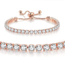 Rose Gold High-Sparkle Cubic Zirconia Double Row Iced-Out Tennis Bracelet (5.7" to 11.3") - Minimalist Geometric Dainty Jewelry