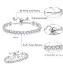 Silver High-Sparkle Cubic Zirconia Iced-Out Tennis Bracelet of Single Row & Double Row (5.7" to 11.3") - Minimalist Geometric Dainty Jewelry