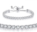Silver High-Sparkle Cubic Zirconia Iced-Out Tennis Bracelet of Single Row & Double Row (5.7" to 11.3") - Minimalist Geometric Dainty Jewelry