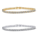 2-Pack 4.0mm Iced-Out Zirconia Tennis Bracelet with Secure Clasp (Silver and Gold) - Classic Luxury Rhinestone Tennis Chain for Men & Women (7 Inches)