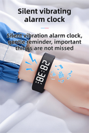 Black Silent Vibration Alarm Smart Silicone Wristband with 3-Alarm Settings - Discreet Wake-Up Device for Teens & Adults (Vertical version)