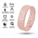 Pink Silent Vibration Alarm Smart Silicone Wristband with 3-Alarm Settings - Discreet Wake-Up Device for Teens & Adults (Horizontal version)