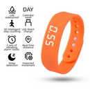 Orange Silent Vibration Alarm Smart Silicone Wristband with 3-Alarm Settings - Discreet Wake-Up Device for Teens & Adults (Horizontal version)