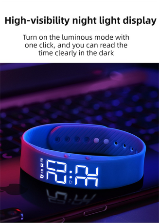 Orange Silent Vibration Alarm Smart Silicone Wristband with 3-Alarm Settings - Discreet Wake-Up Device for Teens & Adults (Horizontal version)
