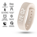 Beige Silent Vibration Alarm Smart Silicone Wristband with 3-Alarm Settings - Discreet Wake-Up Device for Teens & Adults (Horizontal version)