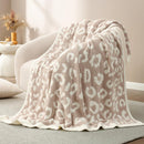 Leopard Print Checkerboard Flannel Throw Blanket(Extra Large 200 x 200 CM) - Anti-Pilling Trendy Soft Plush Blanket for Bed, Sofa & Travel