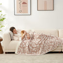 Leopard Print Checkerboard Flannel Throw Blanket(Extra Large 200 x 200 CM) - Anti-Pilling Trendy Soft Plush Blanket for Bed, Sofa & Travel