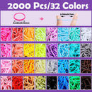 2000PCS Candy Macaron Soft Elastic Hair Ties (32-Color) + 11PCS Hair Styling Tools Set with Storage Case for Toddlers & Girls
