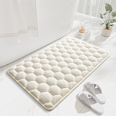 White 3D Honeycomb Textured High-Elastic Memory Foam Bathroom Mat (40 x 60 CM) - Ultra Absorbent Quick-Dry Thickened Door Mat