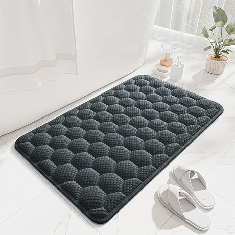 White 3D Honeycomb Textured High-Elastic Memory Foam Bathroom Mat (50 x 80 CM) - Ultra Absorbent Quick-Dry Thickened Door Mat