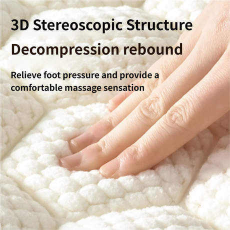Light Grey 3D Honeycomb Textured High-Elastic Memory Foam Bathroom Mat (50 x 80 CM) - Ultra Absorbent Quick-Dry Thickened Door Mat