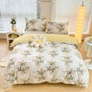 4-Piece Elegant Yellow Bouquet Printed Soft-Touch Brushed Bedding Set for 1.8M Bed: 200 x 230 CM Duvet Cover, 180 x 200 (+25) CM Deep Pocket Fitted Sheet & 2PC 50 x 75 CM Pillowcases
