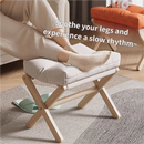Orange Foldable Ottoman & Padded Footstool with Velcro Stability - Cotton Linen Portable Office Leg Rest & Entryway Shoe Stool