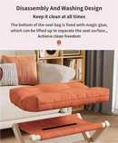 Brown Foldable Ottoman & Padded Footstool with Velcro Stability - Cotton Linen Portable Office Leg Rest & Entryway Shoe Stool