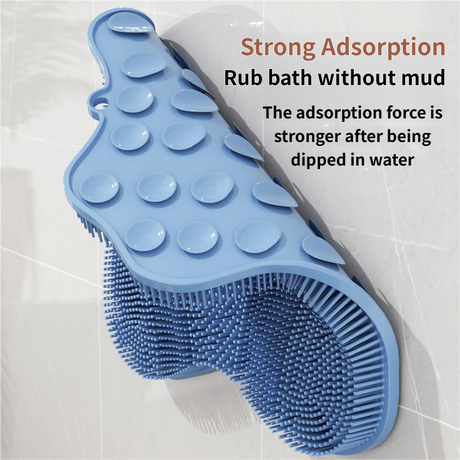 Grey 3D Butterfly Silicone Bath Massage Mat with Suction Cup & Dual-Zone Massage Bristles - Exfoliating Back Scrubber & Foot Deep Cleaner