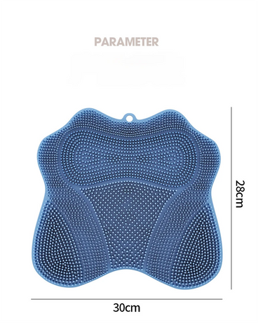 Grey 3D Butterfly Silicone Bath Massage Mat with Suction Cup & Dual-Zone Massage Bristles - Exfoliating Back Scrubber & Foot Deep Cleaner