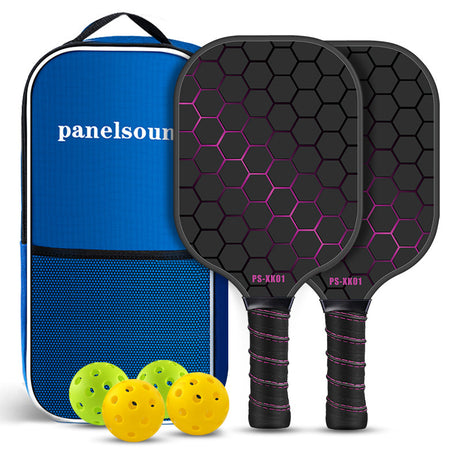 Black and Pink Lightweight Fiberglass Pickleball Paddle Set - 2 High-Rebound Rackets with PU Comfort Grip, 4 Balls and Carry Bag for Outdoor Play