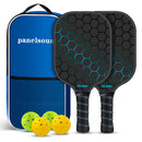 Black and Blue Lightweight Fiberglass Pickleball Paddle Set - 2 High-Rebound Rackets with PU Comfort Grip, 4 Balls and Carry Bag for Outdoor Play