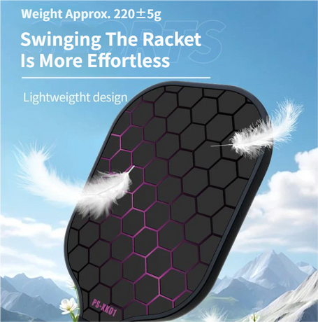 Black and Blue Fiberglass Pickleball Paddle - 220g Lightweight Racket with Breathable PU Comfort Grip and Oversized Sweet Spot for Outdoor Play