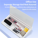 White Slanted Glass Memo Board & Desktop Organizer with 2 Markers & Residue-Free Eraser - Computer Keyboard Stand Dry Erase Notepad