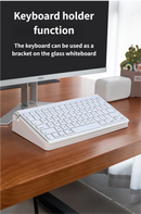 White Slanted Glass Memo Board & Desktop Organizer with 2 Markers & Residue-Free Eraser - Computer Keyboard Stand Dry Erase Notepad