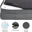 Grey Waterproof Egg-Crate Foam Therapeutic Pet Sofa Bed and Fleece Lounge (L Size 91 x 69 x 17 CM) - Low Entry, High Bolster Support & Zipper Removable Cover