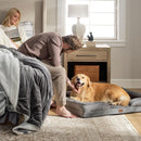 Grey Waterproof Egg-Crate Foam Therapeutic Pet Sofa Bed and Fleece Lounge (XL Size 110 x 82 x 17 CM) - Low Entry, High Bolster Support & Zipper Removable Cover