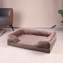 Brown Waterproof Egg-Crate Foam Therapeutic Pet Sofa Bed and Fleece Lounge (L Size 91 x 69 x 17 CM) - Low Entry, High Bolster Support & Zipper Removable Cover
