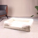 Beige Waterproof Egg-Crate Foam Therapeutic Pet Sofa Bed and Fleece Lounge (L Size 91 x 69 x 17 CM) - Low Entry, High Bolster Support & Zipper Removable Cover