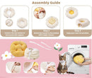 White Cute Foldable Cat Tunnel Bed with Dual-Zipper Detachable & Connectable Design - 2-in-1 Versatile Circular Doughnut Nest & S-Curve Play Center, Easy Fold-Away Storage (85x85x26CM)