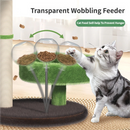 Large Multi-Functional Cat Tree & Activity Tower - All-in-One 70CM Tall Sisal Scratching Post, 31CM Diameter Plush Condo and Interactive Wobbling Feeder