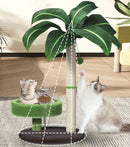 Large Multi-Functional Cat Tree & Activity Tower - All-in-One 70CM Tall Sisal Scratching Post, 31CM Diameter Plush Condo and Interactive Wobbling Feeder