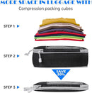 Grey Waterproof Travel Compression Packing Cube Set of 5 Sizes with Carry Handles - 50% Space Saving Breathable Nylon Luggage Organizer