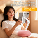 2-in-1 White Soft Plush Pillow Base & Phone Holder - 3-Axis 180° Rotation, Height Adjustable and Telescopic Clamp Stand, Relieve Arm Fatigue and Neck Strain