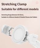 2-in-1 White Soft Plush Pillow Base & Tablet Holder - 3-Axis 180° Rotation, Height Adjustable and Telescopic Clamp Stand, Relieve Arm Fatigue and Neck Strain