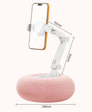 2-in-1 White Soft Plush Pillow Base & Tablet Holder - 3-Axis 180° Rotation, Height Adjustable and Telescopic Clamp Stand, Relieve Arm Fatigue and Neck Strain