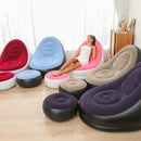 Dark Blue Inflatable Flocked Lounge Chair & Ottoman Set with Foot Pump - Portable Ergonomic S-shaped Air Lounger for Indoor & Outdoor