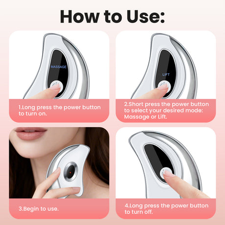 Portable Smart LCD Electric Gua Sha Face Massager - 45°C Constant Hot Compresss & Dual Mode Vibration Facial Lifting Beauty Device