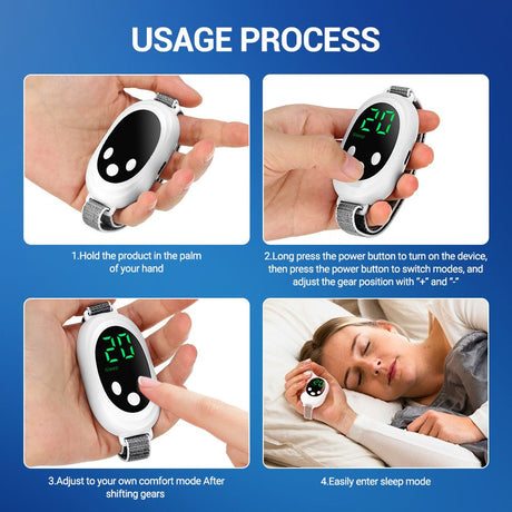 White Smart EMS Sleep Aid Device with Digital Display & 20 Intensity Levels - Wearable Dual Mode Physical Sleep Aid Instrument