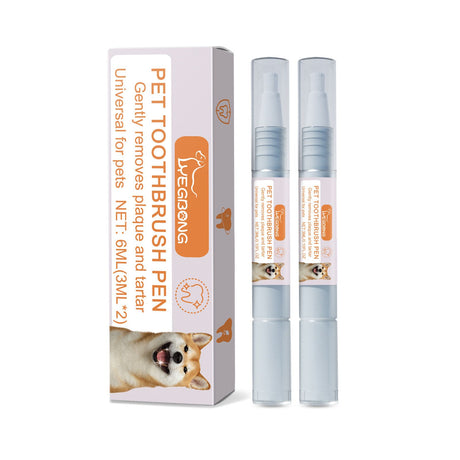 2-Pack Professional Pet Dental Cleaning Pens - Gentle Plaque & Tartar Remover and Breath Freshener for Dogs and Cats