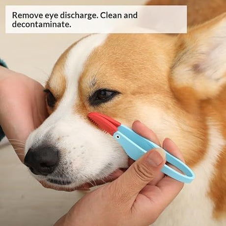 4-Pack Green Pet Eye Cleaning Brushes with Precisice Tweezer - Silicone Soft-Tip Tear Stain & Eye Crust Cleaner, Safe for Dogs and Cats
