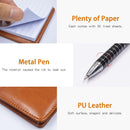 7-Piece Brown Business A7 Pocket Notebook Set - Premium PU Leather Memo Pad, 5 Memo Replacement Refills & 2-in-1 Metal Stylus Pen