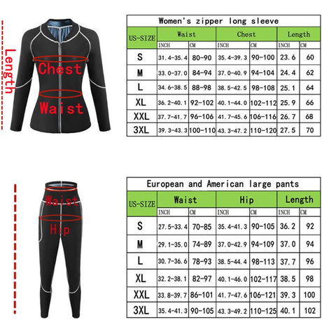 3XL Size Black and Blue Women's Workout Sauna Sweat Suit Set: Long Sleeve & Leggings - High Elasticity Compression Shapewear for Weight Loss & Yoga