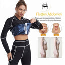 XL Size Black and Silver Women's Workout Sauna Sweat Suit Set: Long Sleeve & Leggings - High Elasticity Compression Shapewear for Weight Loss & Yoga