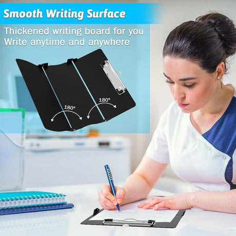 Green Waterproof Aluminum Tri-Fold Nursing Clipboard with Pen Slot - Lightweight Pocket-Sized A4 Document Holder & 180° Flat Writing Pad