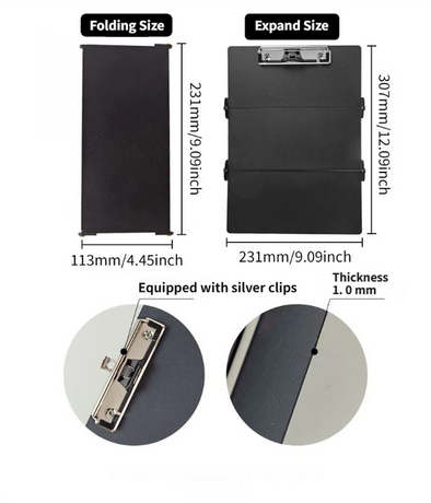 Blue Waterproof Aluminum Tri-Fold Nursing Clipboard with Pen Slot - Lightweight Pocket-Sized A4 Document Holder & 180° Flat Writing Pad