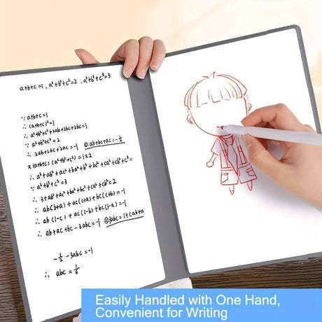 Blue A4 PU Leather Whiteboard Notebook with 3-Color Pens, Eraser & Cloth - Reusable Eco-Friendly Desktop Memo Pad & Handheld Writing Tablet