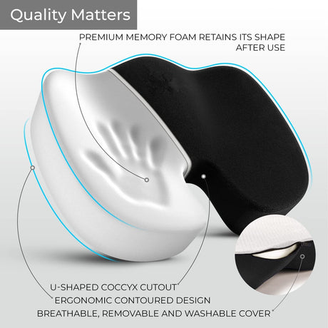 Ergonomic Memory Foam Seat Cushion & Lumbar Support Set - Soft Crystal Velvet Orthopedic Relief Combo for Office & Car